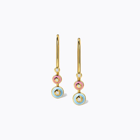 Trio Orb Diamond Drop Earrings Diamond Earrings 14 Karat Yellow Gold Trio Orb Diamond Drop Earrings
