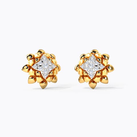 Emery Diamond Stud Earrings Diamond Earrings 14 Karat Yellow Gold Emery Diamond Stud Earrings