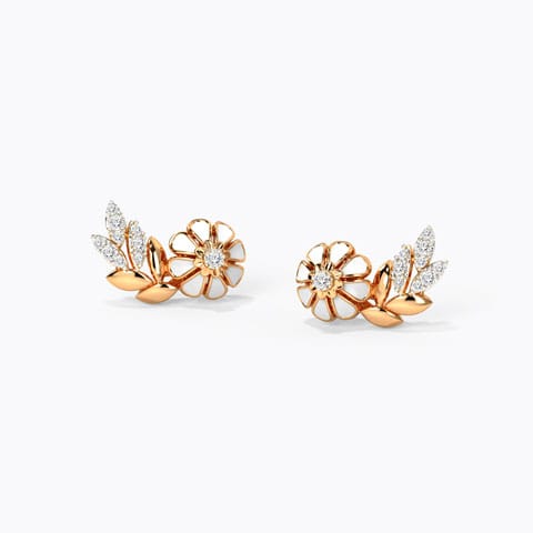 Joyous Floret Diamond Stud Earrings Diamond Earrings 14 Karat Rose Gold Joyous Floret Diamond Stud Earrings