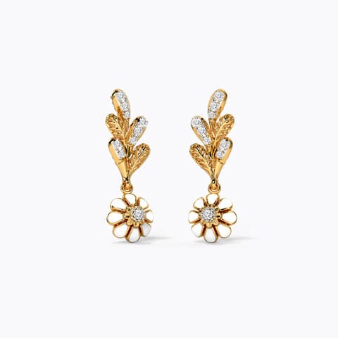 Victory Blossom Diamond Drop Earrings Diamond Earrings 14 Karat Yellow Gold Victory Blossom Diamond Drop Earrings