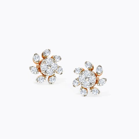 Glittering Rays Diamond Stud Earrings Diamond Earrings 14 Karat Rose Gold Glittering Rays Diamond Stud Earrings