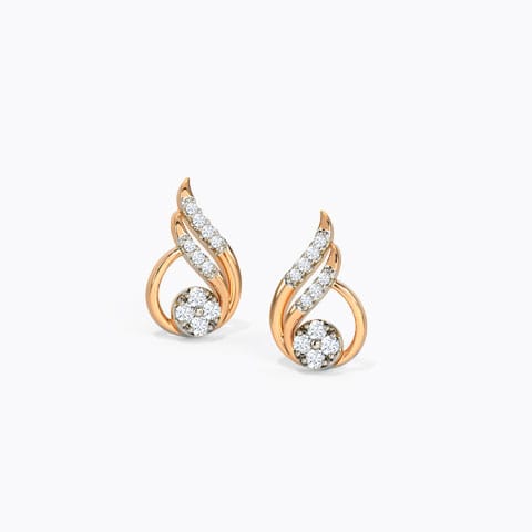 Delicate Dewdrop Diamond Stud Earrings Diamond Earrings 14 Karat Rose Gold Delicate Dewdrop Diamond Stud Earrings