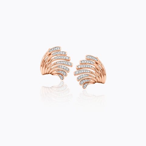 Dazzling Wave Diamond Stud Earrings Diamond Earrings 18 Karat Rose Gold Dazzling Wave Diamond Stud Earrings