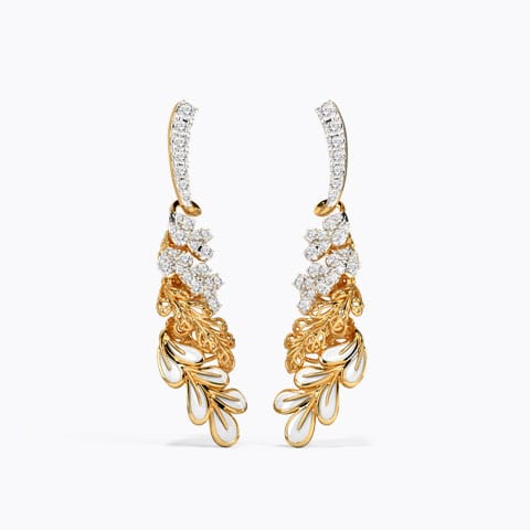 Celebration Bloom Diamond Drop Earrings Diamond Earrings 14 Karat Yellow Gold Celebration Bloom Diamond Drop Earrings