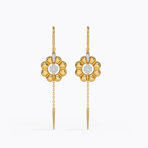 Dance Away Diamond Sui Dhaga Diamond Earrings 14 Karat Yellow Gold Dance Away Diamond Sui Dhaga
