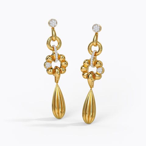 Rhythm Diamond Drop Earrings Diamond Earrings 14 Karat Yellow Gold Rhythm Diamond Drop Earrings