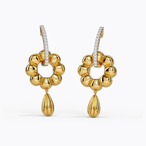 Twist Diamond Drop Earrings Diamond Earrings 14 Karat Yellow Gold Twist Diamond Drop Earrings