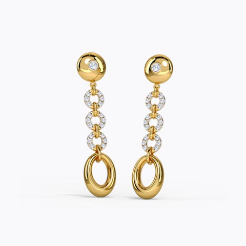 Twirling Beauty Diamond Drop Earrings Diamond Earrings 14 Karat Yellow Gold Twirling Beauty Diamond Drop Earrings