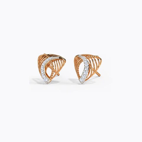 Overlay Trio Diamond Stud Earrings Diamond Earrings 14 Karat Rose Gold Overlay Trio Diamond Stud Earrings