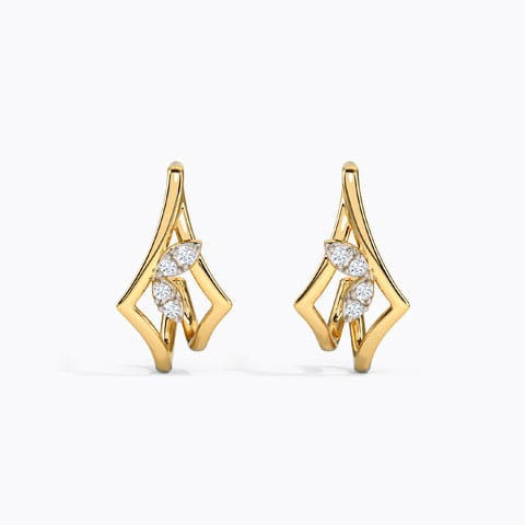 Petals Diamond Hoop Earrings Diamond Earrings 14 Karat Yellow Gold Petals Diamond Hoop Earrings