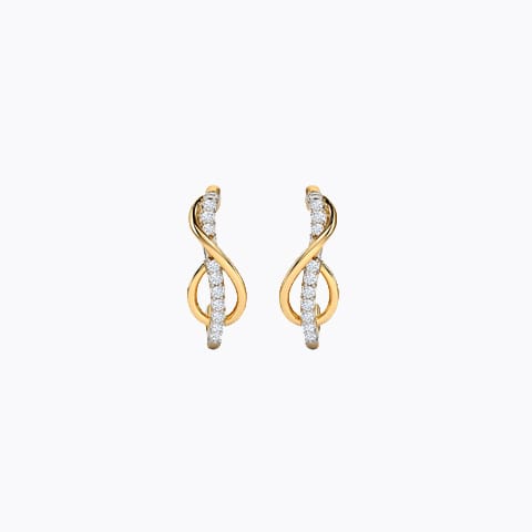 Sleek Scroll Diamond Hoop Earrings Diamond Earrings 14 Karat Yellow Gold Sleek Scroll Diamond Hoop Earrings