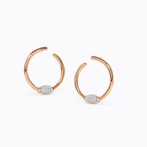 Delicate Orb Diamond Hoop Earrings Diamond Earrings 14 Karat Rose Gold Delicate Orb Diamond Hoop Earrings