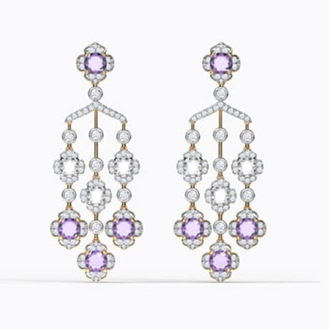 Grandeur Gemstone Drop Earrings Diamond,Gemstone Earrings 14 Karat Yellow Gold Grandeur Gemstone Drop Earrings