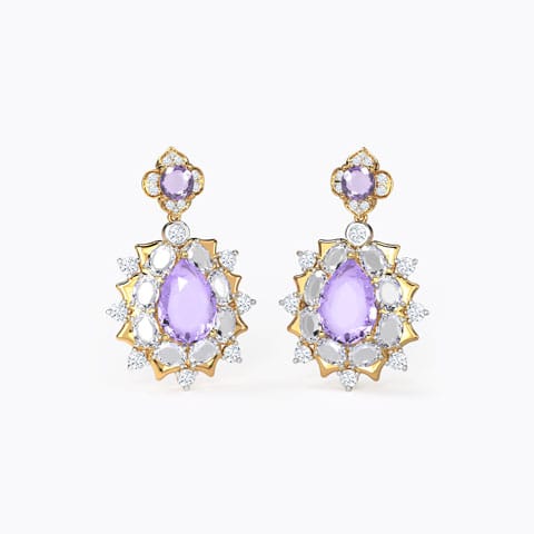 Glinting Glorious Gemstone Drop Earrings Diamond,Gemstone Earrings 14 Karat Yellow Gold Glinting Glorious Gemstone Drop Earrings