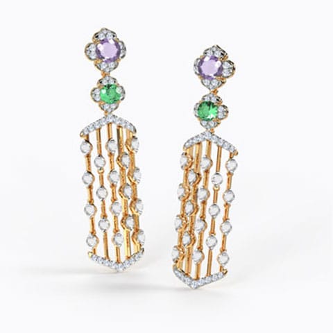 Regal Gemstone Drop Earrings Diamond,Gemstone Earrings 14 Karat Yellow Gold Regal Gemstone Drop Earrings