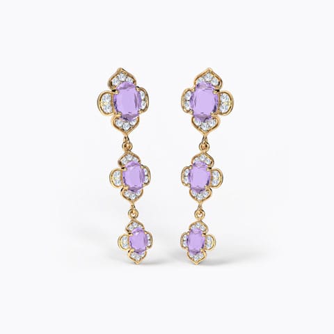 Majestic Bloom Gemstone Drop Earrings Diamond,Gemstone Earrings 14 Karat Yellow Gold Majestic Bloom Gemstone Drop Earrings