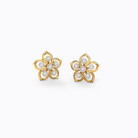 Glorious Floret Diamond Stud Earrings Diamond Earrings 14 Karat Yellow Gold Glorious Floret Diamond Stud Earrings