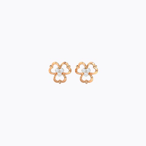 Delicate Florid Diamond Stud Earrings Diamond Earrings 14 Karat Rose Gold Delicate Florid Diamond Stud Earrings