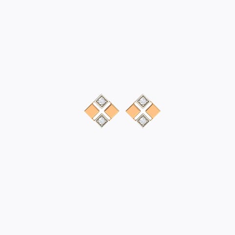 Quad Geometric Diamond Stud Earrings Diamond Earrings 14 Karat Rose Gold Quad Geometric Diamond Stud Earrings