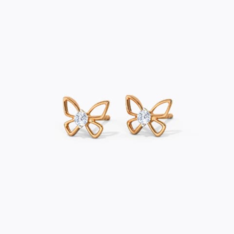 Glinting Butterfly Diamond Stud Earrings Diamond Earrings 14 Karat Rose Gold Glinting Butterfly Diamond Stud Earrings