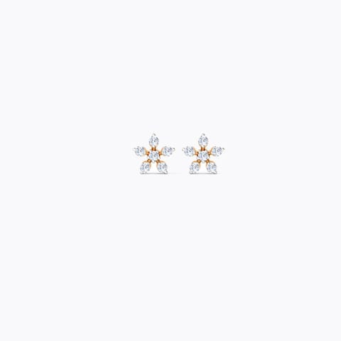Shiny Daisy Diamond Stud Earrings Diamond Earrings 14 Karat Rose Gold Shiny Daisy Diamond Stud Earrings