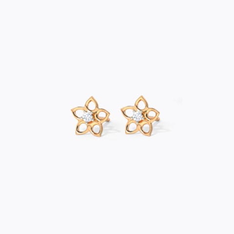 Full Bloom Diamond Stud Earrings Diamond Earrings 14 Karat Rose Gold Full Bloom Diamond Stud Earrings