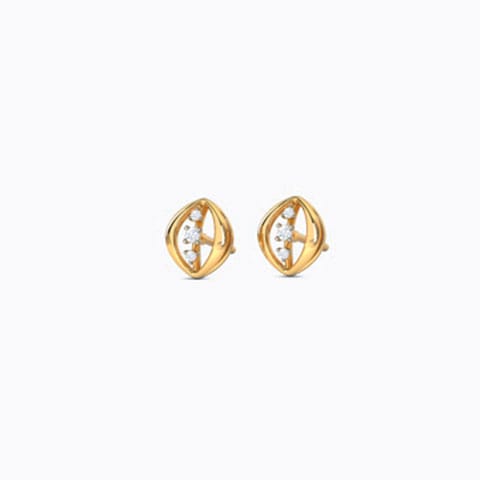 Leafy Sparkle Diamond Stud Earrings Diamond Earrings 14 Karat Yellow Gold Leafy Sparkle Diamond Stud Earrings