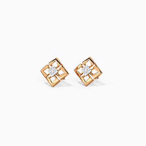 Delicate Quad Diamond Stud Earrings Diamond Earrings 14 Karat Rose Gold Delicate Quad Diamond Stud Earrings