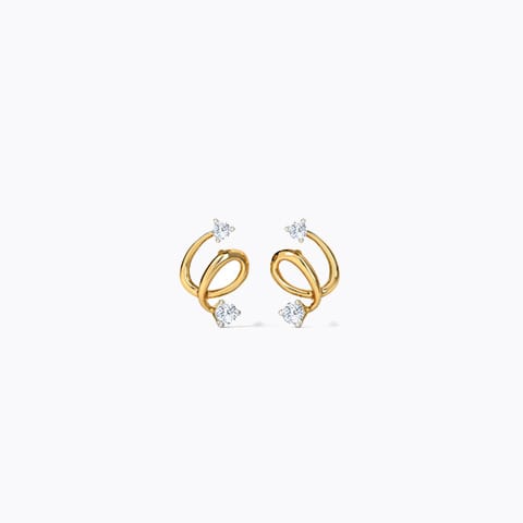 Sleek Twine Diamond Stud Earrings Diamond Earrings 14 Karat Yellow Gold Sleek Twine Diamond Stud Earrings