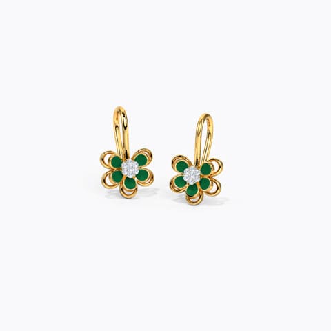 Verdant Floret Diamond Drop Earrings Diamond Earrings 14 Karat Yellow Gold Verdant Floret Diamond Drop Earrings