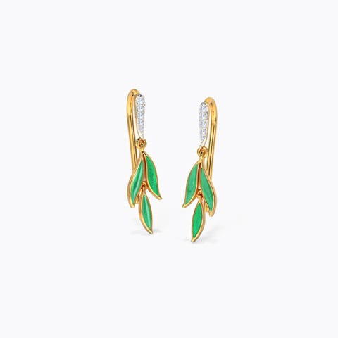 Parakeet Petals Diamond Drop Earrings Diamond Earrings 14 Karat Yellow Gold Parakeet Petals Diamond Drop Earrings