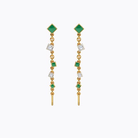 Verdant Quad Diamond Drop Earrings Diamond Earrings 14 Karat Yellow Gold Verdant Quad Diamond Drop Earrings