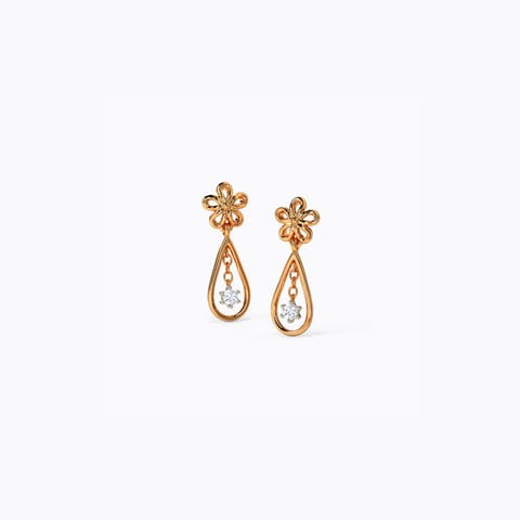 Glinting Blossom Diamond Drop Earrings Diamond Earrings 14 Karat Rose Gold Glinting Blossom Diamond Drop Earrings