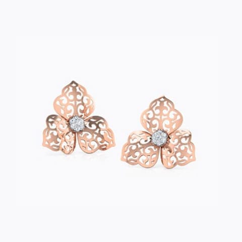 Ornate Petals Diamond Stud Earrings Diamond Earrings 18 Karat Two Tone Gold Ornate Petals Diamond Stud Earrings