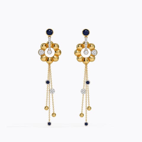 Sway Gemstone Drop Earrings Diamond,Gemstone Earrings 14 Karat Yellow Gold Sway Gemstone Drop Earrings