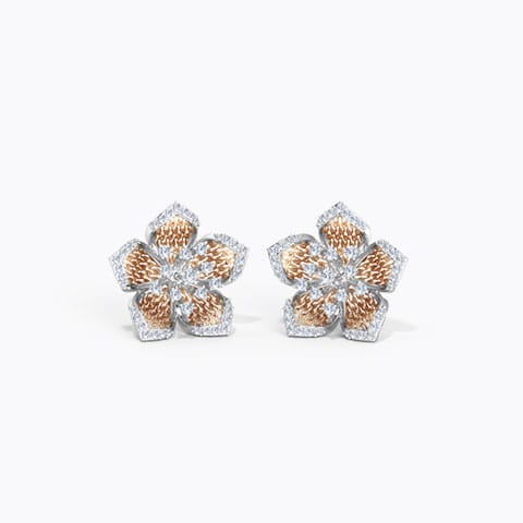 Abru Diamond Stud Earrings Diamond Earrings 14 Karat Two Tone Gold Abru Diamond Stud Earrings