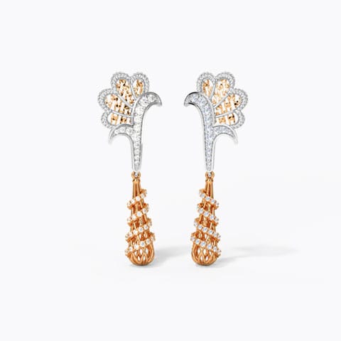 Cyra Diamond Drop Earrings Diamond Earrings 14 Karat Two Tone Gold Cyra Diamond Drop Earrings