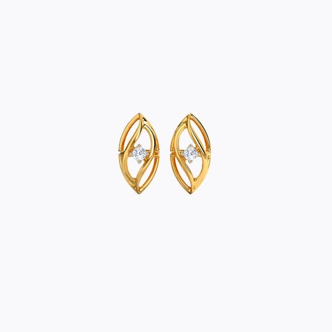 Delicate Waves Diamond Stud Earrings Diamond Earrings 14 Karat Yellow Gold Delicate Waves Diamond Stud Earrings