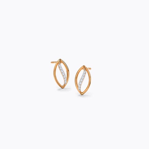 Glistening Wavy Diamond Stud Earrings Diamond Earrings 14 Karat Rose Gold Glistening Wavy Diamond Stud Earrings
