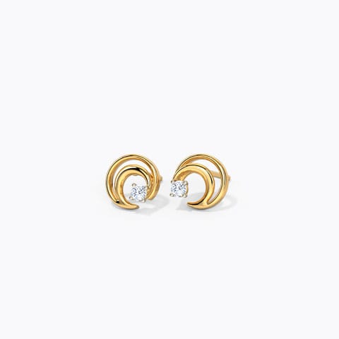 Gleaming Circlet Diamond Stud Earrings Diamond Earrings 14 Karat Yellow Gold Gleaming Circlet Diamond Stud Earrings