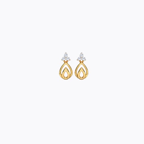 Glorious Trine Diamond Stud Earrings Diamond Earrings 14 Karat Yellow Gold Glorious Trine Diamond Stud Earrings