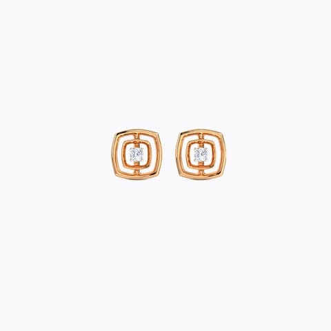 Twin Quad Diamond Stud Earrings Diamond Earrings 14 Karat Rose Gold Twin Quad Diamond Stud Earrings
