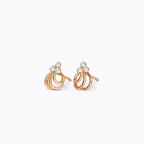 Delicate Posy Diamond Stud Earrings Diamond Earrings 14 Karat Rose Gold Delicate Posy Diamond Stud Earrings