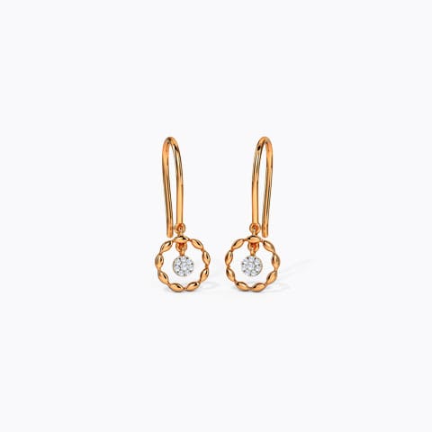 Twinkling Circlet Diamond Drop Earrings Diamond Earrings 14 Karat Rose Gold Twinkling Circlet Diamond Drop Earrings