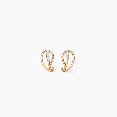 Gleaming Paisley Diamond Stud Earrings Diamond Earrings 14 Karat Rose Gold Gleaming Paisley Diamond Stud Earrings