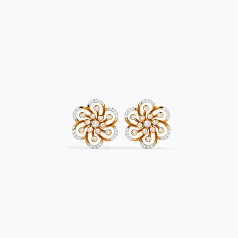 Swirl Love Diamond Stud Earrings Diamond Earrings 14 Karat Yellow Gold Swirl Love Diamond Stud Earrings