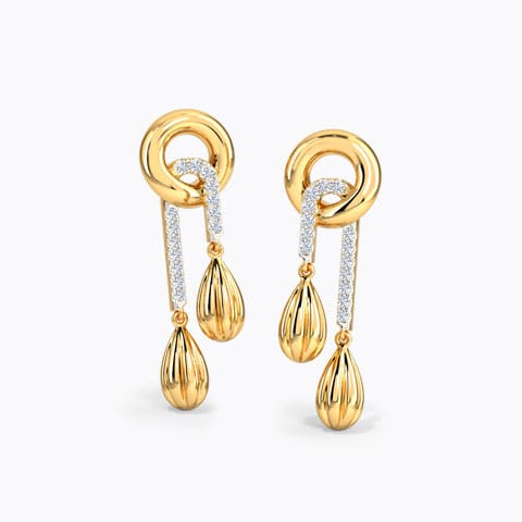 In Step Diamond Drop Earrings Diamond Earrings 14 Karat Yellow Gold In Step Diamond Drop Earrings