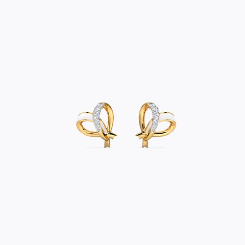 Ivory Heart Diamond Stud Earrings Diamond Earrings 14 Karat Yellow Gold Ivory Heart Diamond Stud Earrings