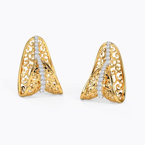 Anuva Ornate Diamond Stud Earrings Diamond Earrings 14 Karat Yellow Gold Anuva Ornate Diamond Stud Earrings