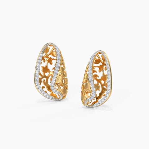 Nyssa Ornate Diamond Stud Earrings Diamond Earrings 14 Karat Yellow Gold Nyssa Ornate Diamond Stud Earrings